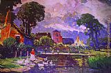 Unknown Artist Lady at the Cottage painting